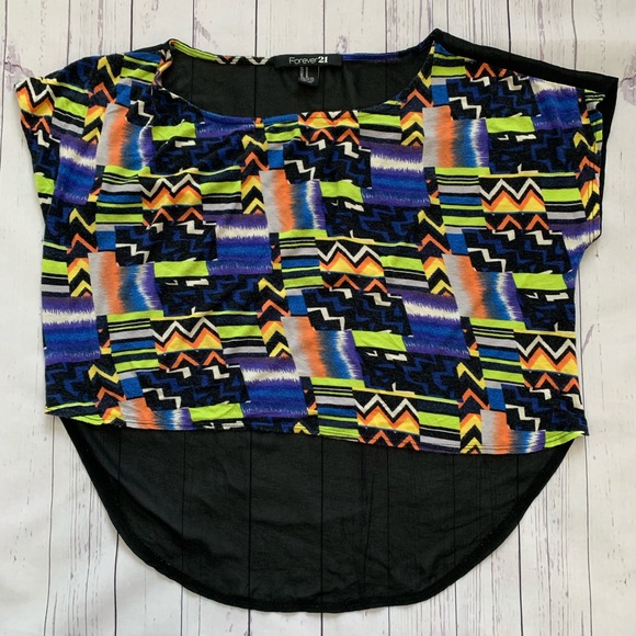 🌹 FOREVER 21 (M) Ethic Print High&Low Top - Picture 2 of 6